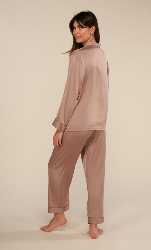 Pyjama 2 pièces Satin marron