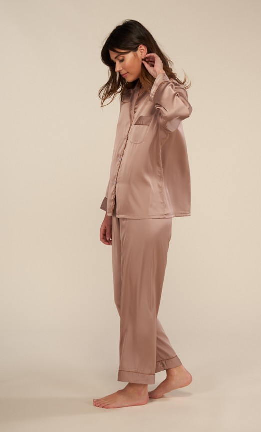 Pyjama 2 pièces Satin marron