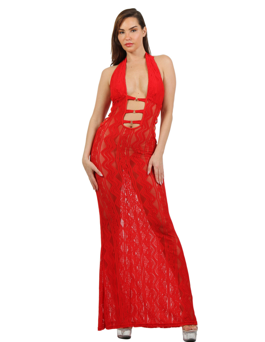 Nuisette longue Butterfly rouge