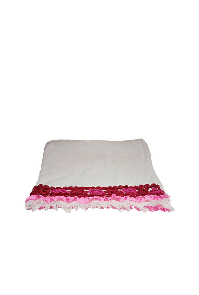 Serviette Beachwear blanche et rose