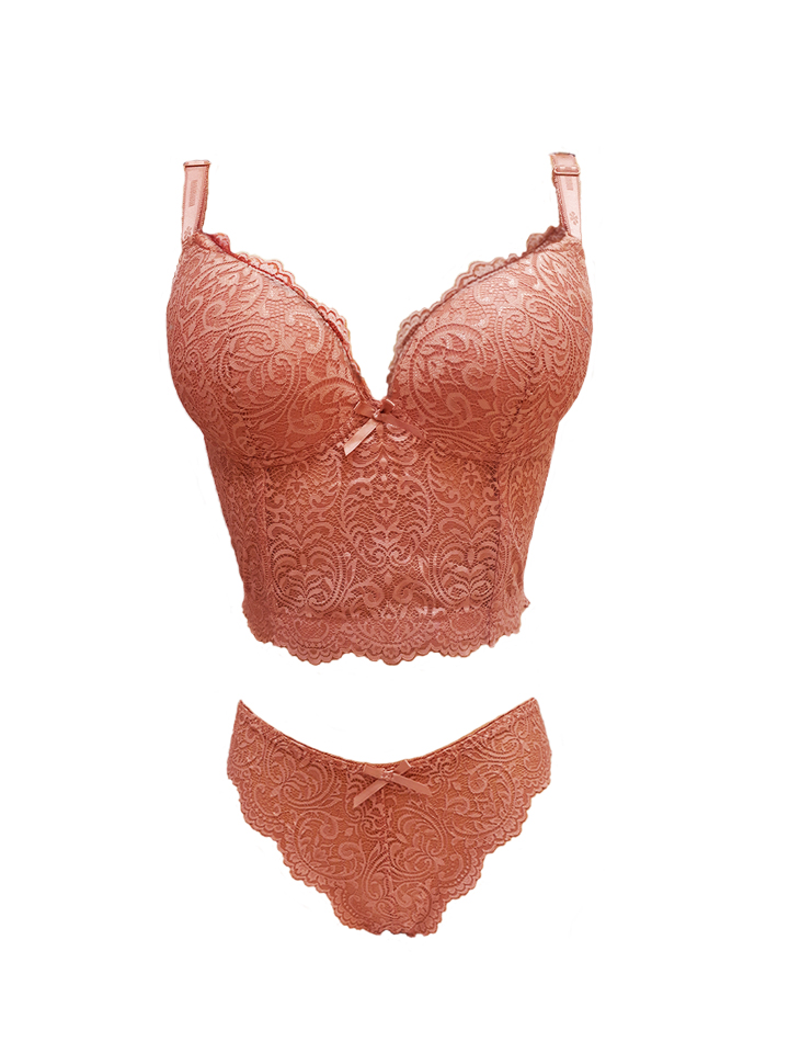 Ensemble bustier Floral rose vieux