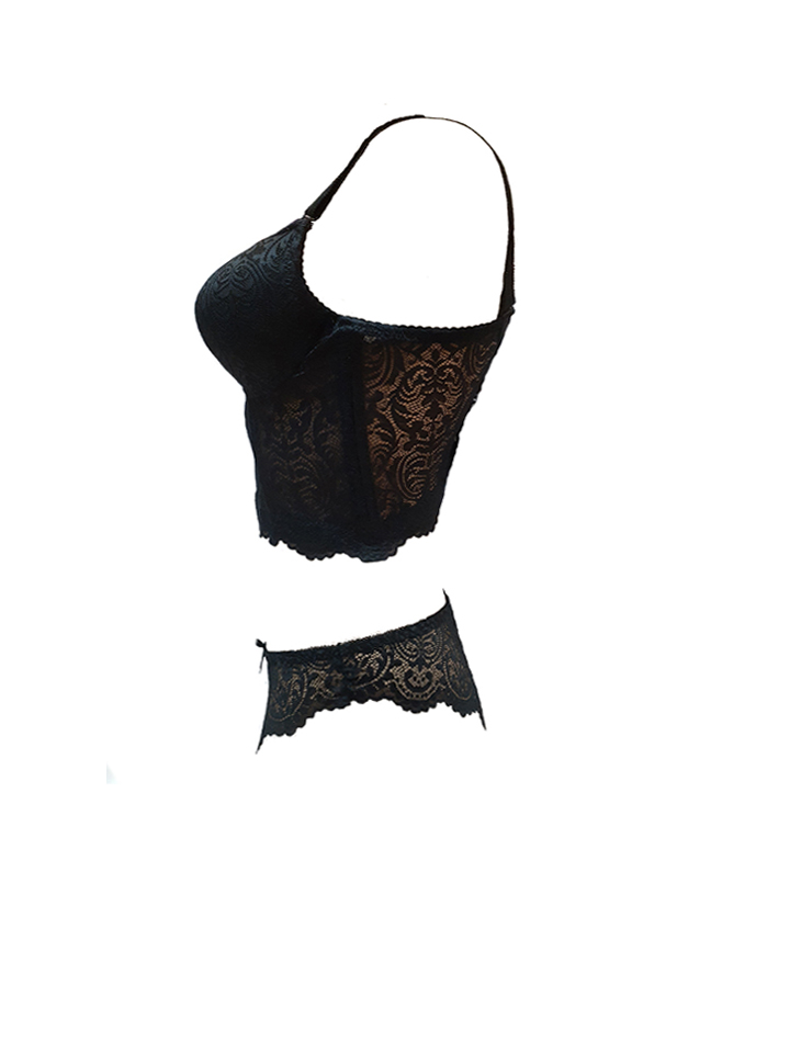 Ensemble bustier Floral noir