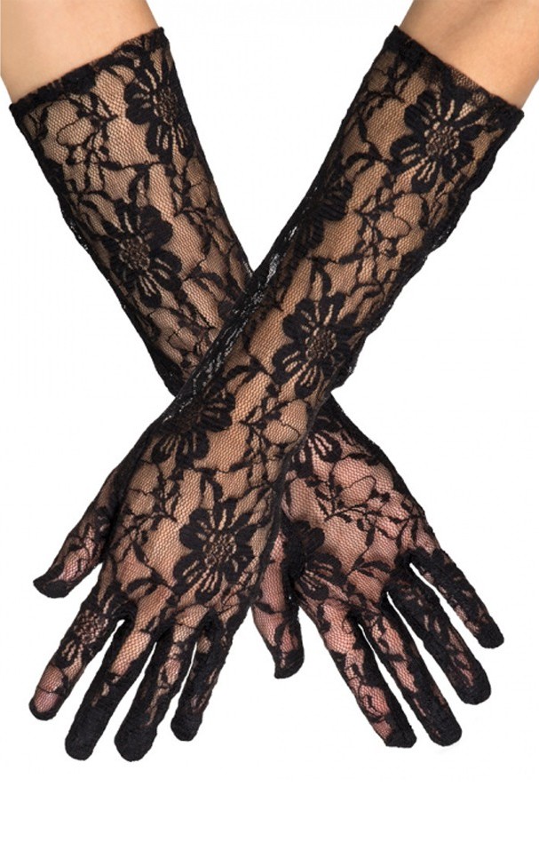 Gants mi longs dentelle noirs