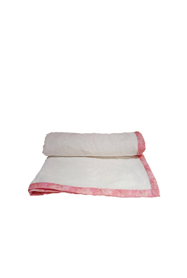 Serviette Beachwear blanche avec liseré rose