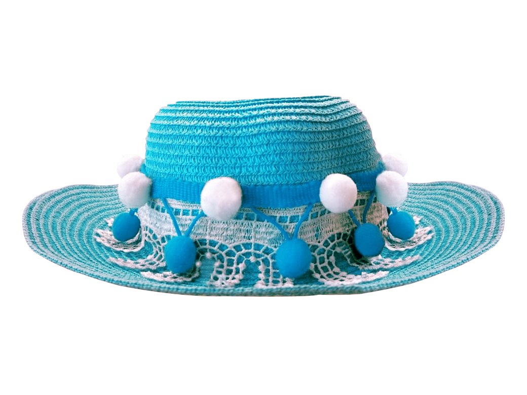 Chapeau Arabesque turquoise et blanc