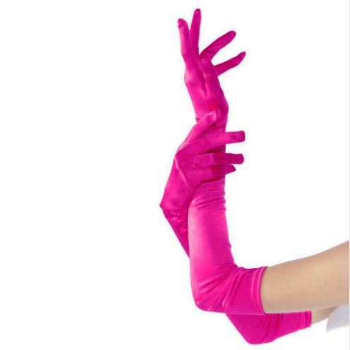 Gants Longs satin fushia