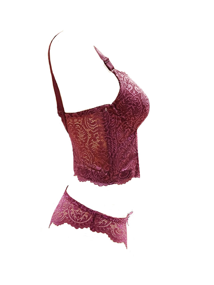 Ensemble bustier Floral aubergine