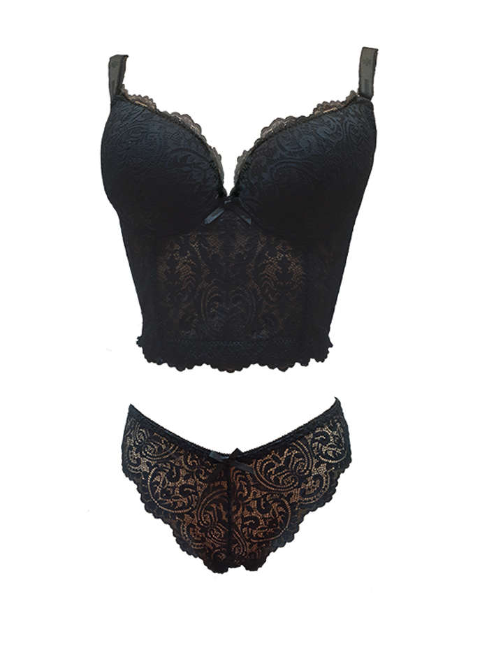 Ensemble bustier Floral noir